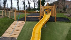 The Bilingual Primary School Hove Project - Gaudi Theatre, Deck Tower with Slide Plus Robinia Adventure Trail Equipment - Hardwood Robinia Equipment