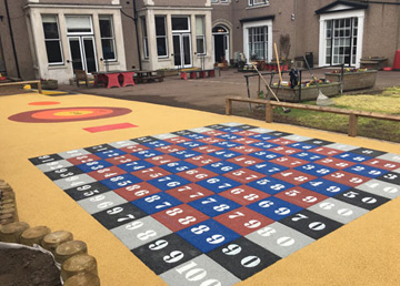 Wet Pour Graphics Rubber Safety Surfacing - Independent Playground Equipment Installation Installer West Sussex Hampshire