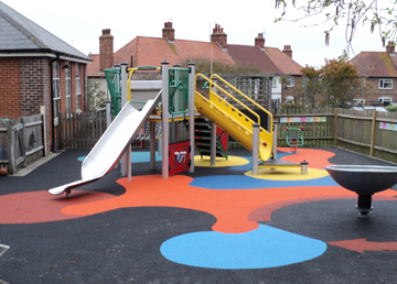 Wet Pour Graphics Rubber Safety Surfacing - Independent Playground Installation - Safety Surfacing Installer West Sussex Surrey Hampshire