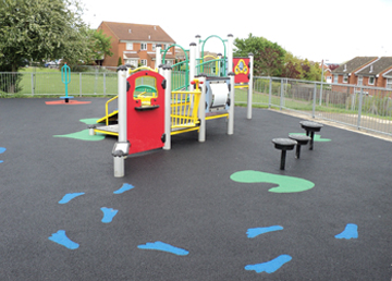Wet Pour Graphics Rubber Safety Surfacing - Independent Playground Installation - Safety Surfacing Installer West Sussex Surrey Hampshire