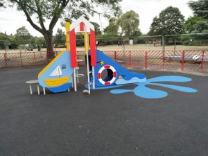 LB Redbridge Loxwood Park Wet Pour Rubber Safety Surfacing Independent Playground Installation - Safety Surfacing Installer West Sussex Surrey Hampshire