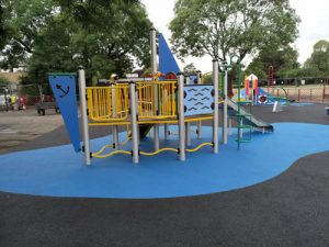 LB Redbridge Loxwood Park Wet Pour Rubber Safety Surfacing Independent Playground Installation - Safety Surfacing Installer West Sussex Surrey Hampshire