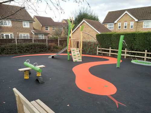 Wren Close Horsham District Council Park Play Equipment - Wet Pour - Independent Playground Safety Surfacing Installer West Sussex Surrey Hampshire